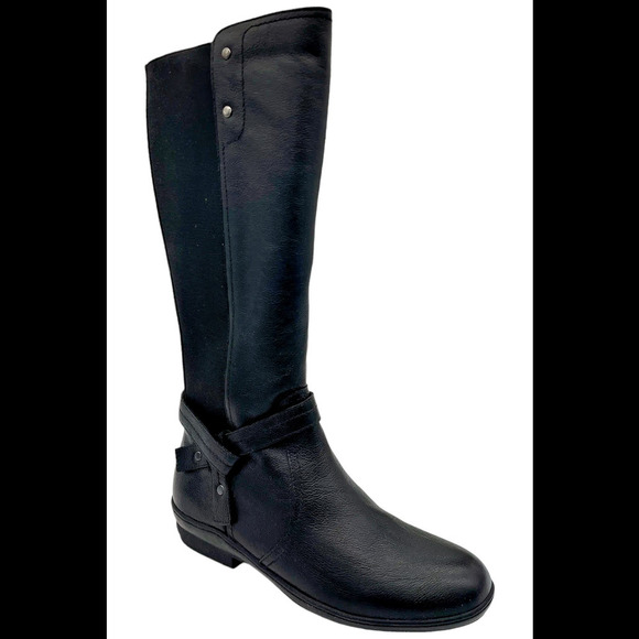 David Tate Shoes - David Tate Women's Memphis 16 Med Calf Boots Black Pebble - Extra Wide